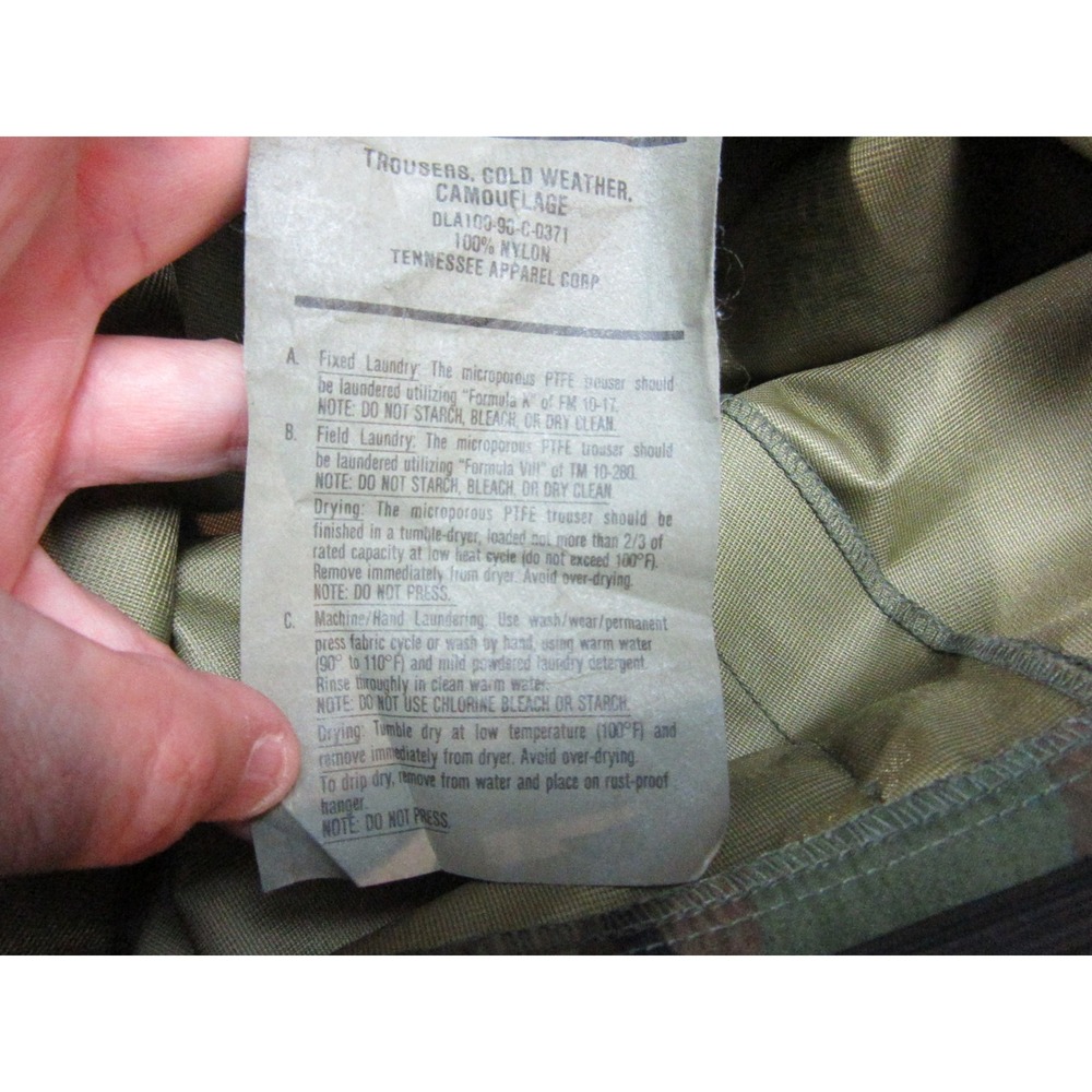 Tennessee Apparel Corp Pants Mens Medium Green Camo Gore Cold Weather Trousers - Picture 11 of 16